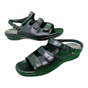 NEW SAS Quatro Slingback Sandals Black Leather Tripad Comfort sz 10.5 W USA